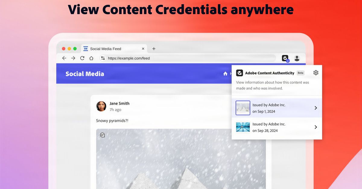 Adobe launches a Content Authenticity web app to let creators use its Content Credentials "nutrition labels" to apply attribution and opt out of AI training (Jess Weatherbed/The Verge)